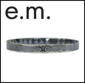 e.m. noir イーエム ノアール SILVER シルバー 925 ブラックコーティング ストーン ダイヤモンド スタッズ デザイン リング 指輪 12号