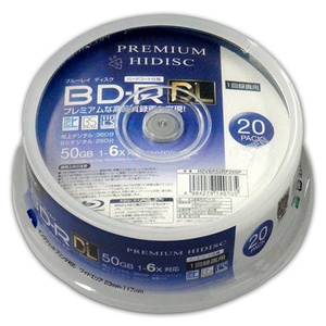 10個セット PREMIUM HIDISC BD-R DL 1回録画 6倍速 50GB 20枚 スピンドルケース HDVBR50RP20SPX10