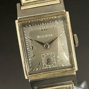 【1円スタート】ブローバ/Bulova/スクエア/8AC/1960’s/アンティーク/手巻き/グレー/10KGF/金張/メンズ腕時計/男女兼用/動作良好/純正