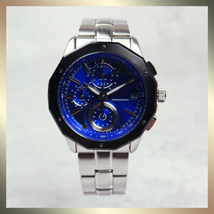 【美品】SEIKO セイコー WIRED ワイアード THE BLUE クロノグラフ 腕時計 電池交換済み AGAW412 クォーツ ブルー ステンレス レア 動作品