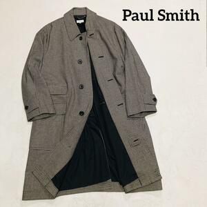 Paul Smith ステンカラー バルマカーン 千鳥 格子 ハウンドトゥース ベージュ ブラック チェック ロング ポールスミス コート　美品