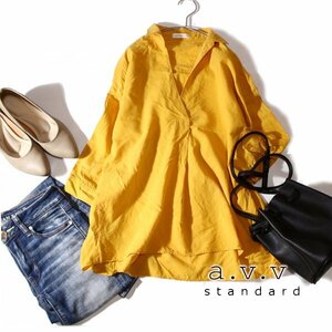 美品 イトキン(株) a.v.v standard アーヴェヴェ ゆったり可愛い コットン スキッパーカットソー M 春 夏 24B05