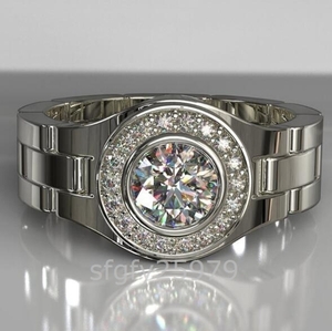 G579☆新品 アクセサリー メンズ リング 激レア ダイヤモンド 指輪 ヴィンテージ 男性へ 腕時計模様 ヒップホップ「12号~20号」選択可