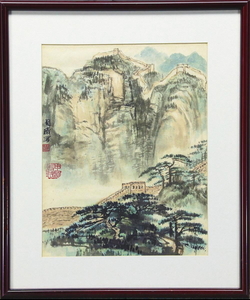 真作保証 中国画家 周曦 肉筆 墨彩画 逸品 額付絵画 共箱 額装 中国 美術 油彩 水墨 水彩 0414