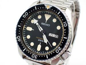 稼働品☆1円～☆SEIKO セイコー QZ メンズ腕時計 セイコーダイバー Professional 200M 7C43-7010 デイデイト 黒文字盤●J12627