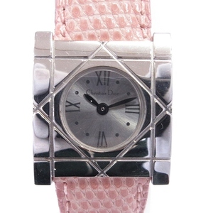 クリスチャンディオール クールカレ 腕時計 クォーツ アナログ 2針 D82-100 文字盤 シルバーカラー ピンク ウォッチ ■SM1 レディース
