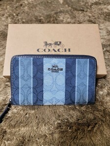 【1スタ】C-471 COACH シグネチャー ジャカード ミディアム ジップ アラウンド ウォレット 並行輸入品