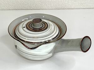 未使用品▼急須 茶器煎茶道具 陶器 銘あり すみれ柄 管理2106 D-14