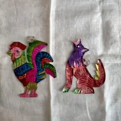 メキシコアルミ飾り犬＆鳥セット