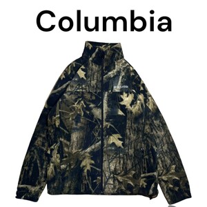 Columbia　リアルツリーカモフリースジャケット　古着　コロンビア　総柄　L