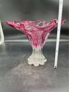 ガラス花瓶　フラワーベース　アンバーガラス　昭和レトロ　西洋風　インテリア
