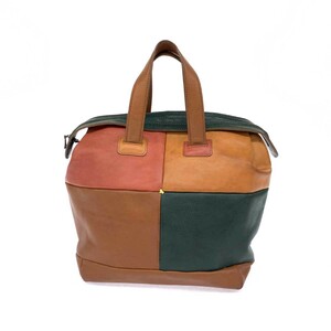 ◆mina perhonen ミナペルホネン ハンドバッグ◆ ブラウン レザー ブロック レディース bag 鞄