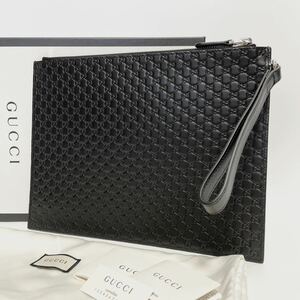 ★極上美品 GUCCI グッチ マイクロ シマ クラッチバッグ ブラック 黒 メンズ レディース【鑑定済み 本物保証】