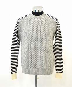 PHENOMENON (フェノメノン)　CREW NECK BORDER KNIT クルーネックボーターニット セーター GREY M