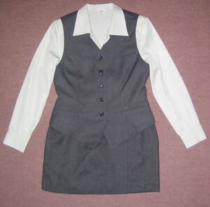 送料無料 新品 5号 事務服 OL制服 小さいサイズT555-5