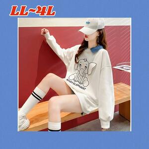 大きいサイズ 韓国レディース ファッション パーカー LL-4L WH