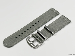 ラグ幅:22mm 分割 NATO ストラップ ファブリック 腕時計ベルト グレー時計用バンド 二重編み込み DBH