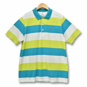 【ラコステ】【LACOSTE】【黄緑ｘ白ｘ水色】ボーダー【ポロシャツ】【サイズ６】CD1905-16-CE08