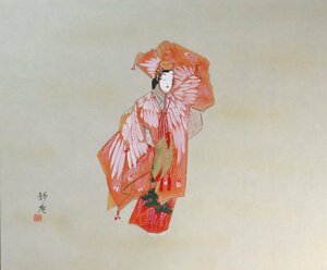 ◆◇掛軸 塚下静庵 「羽衣」共箱 尺八横 現代作家新作掛軸 hanging scroll◇◆年中掛け 日本画 JY1044