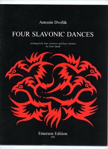 送料無料 クラリネット5重奏楽譜 ドヴォルザーク：4つのスラブ舞曲 試聴可 4重奏 ピーター・スピンク編 スコア・パート譜セット