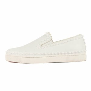 Christian Louboutin クリスチャンルブタン サイズ:41 1/2 スパイクスタッズ スリッポン PIK BOAT FLAT ピックボート ホワイト スニーカー