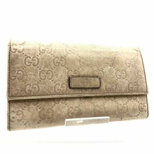 ■希少日本限定品■GUCCI グッチ　グッチシマ　長財布　レザー　イタリア製　刻印あり　ベージュ　GG柄