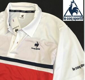 ▲B272新品【メンズXL(O)】ルコック 左胸ロゴ 半袖ポロシャツ ゴルフ ボタンダウン le coq sportif ゴルフ さらさら生地　1(0)