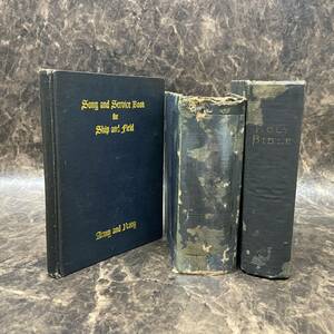 舊新約聖書 昭和25年・HOLY BIBLE A.D.1901・Song Service Book 1941 ３点sets キリスト教/聖書/歌/祈祷書/海軍/英語表記