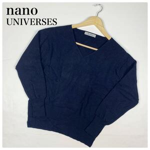 nano universe ナノユニバース レディース ニット セーター トップス Vネックネイビー 36 ボリューム袖 長袖 紺 レディース
