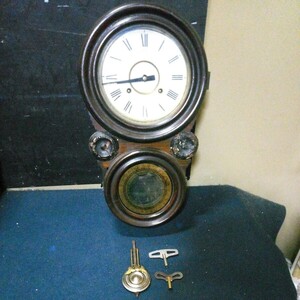 大阪時計 古時計 柱時計 掛時計 振り子時計 ボンボン時計 だるま時計 ゼンマイ式 約49×28cm 厚さ約11cm アンティーク ジャンク AD-27