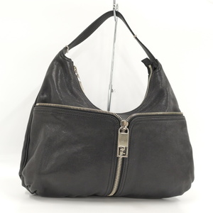 【中古】FENDI セミショルダーバッグ ワンショルダーバッグ レザー ブラック 8BR624