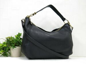 Michael Kors マイケルコース◆レザー 本革◆2way ショルダー ハンド バッグ◆ブラック ゴールド金具◆超美品◆腕かけ◆斜め掛け◆N7815