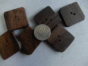 ＜銀の斧＞送料無料・銘木で創った創作ボタン・6個まとめて・オリジナルボタン・手作り釦・まとめ売り