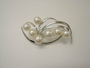 ミキモト MIKIMOTO K14WG パール 7P 上品 ブローチ ホワイトゴールド ランクA BRJ・ジュエリー