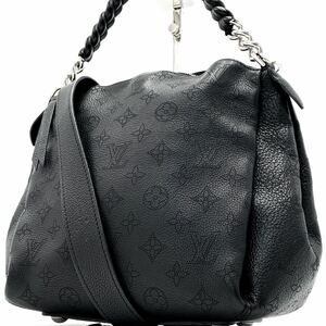 1円【美品】LOUIS VUITTON ルイヴィトン 2way ショルダーバッグ ハンド トート バビロンチェーン レザー マヒナ ノワール ブラック MM