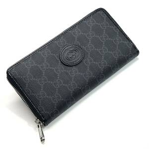 ★未使用★GUCCI グッチ インターロッキングG ジップアラウンドウォレット GGスプリーム ブラック ラウンドファスナー 673003 92TCN 1000