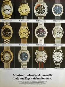 稀少・時計広告！1971年ブローバ 時計広告/Bulova Caravelle Watches/Q