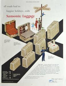 稀少！1950年サムソナイト広告/Samsonite Luggage/旅行鞄/トランク/スーツケース/18