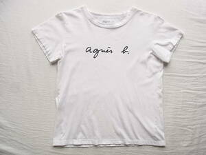 agnes b. アニエスベー ロゴプリント入り　Tシャツ　サイズ T1 日本製 ホワイト