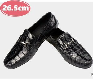 クロコダイルレザー ビジネスシューズ 最高級 ワニ革 クロコダイル 靴 メンズシューズ 革靴 ブラック 26.5cm 【n784】