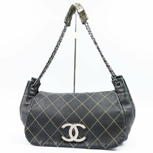 40422★1円スタート★CHANEL シャネル 外綺麗 ワイルドステッチ ココマーク チェーンショルダーバッグ ヴィンテージ ラムスキン ブラック