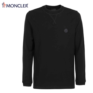 送料無料 20 MONCLER モンクレール 8D00004 899GQ ブラック 長袖 Tシャツ クルーネック ウールピケ size XXL