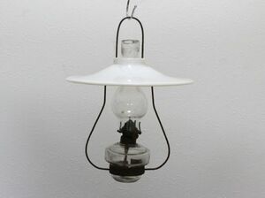 古い乳白硝子の電傘の吊ランプ オイルランプ ウランガラス n768