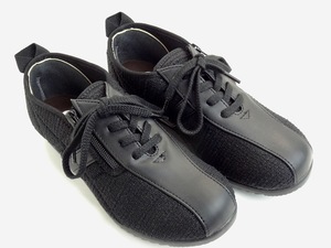 送料無料 RE866 ブラック 黒 23.5cm 4E 日本製 婦人靴 軽い レディースカジュアルシューズ 幅広 ファスナー付き ストレッチ素材