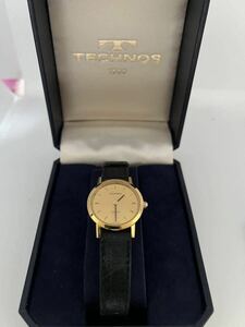 1円スタート TECHNOS テクノス メンズ 腕時計 260041.53 クォーツ ゴールド文字盤 