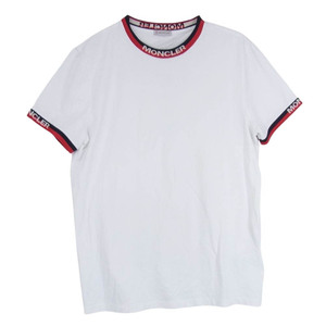 MONCLER モンクレール MAGLIA T-SHIRT マグリア ロゴ ジャガード リブ ストレッチコットン モックネック 半袖 Tシャツ M【中古】