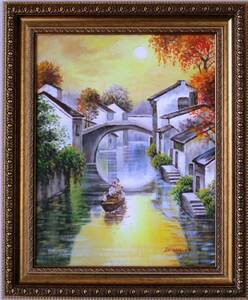 絵画 油絵 風景画　中国蘇州水郷風景 F6　ＷＧ39 　