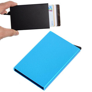 カードケース 磁気防止 クレジット スキミング防止 アルミ スライド式 カード入れ ポイント消化 送料無料 ブルー