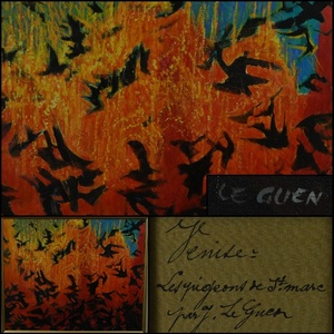 【真作】ジャン・ルゲン【LEGUEN】油彩 サンマルコの鳩 49年作 静物画 15号 額装 D-5912