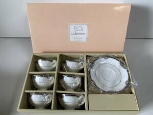 Ku706◆Noritake ノリタケ◆コーヒー紅茶碗皿 カップ＆ソーサー FLO’S collection Bone China N88687/8772 葡萄 鳥 金彩 6客セット 未使用